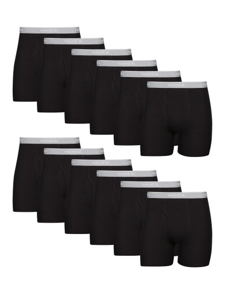 Hanes Men's Stretch Boxer Briefs 4-Pack - Comfort Flex Waistband, Black/Grey