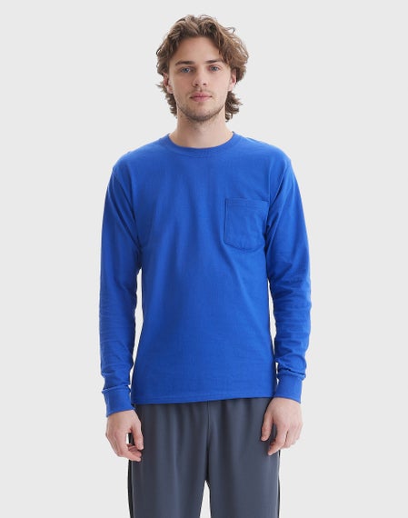 Hanes Tagless Long-Sleeve T-Shirt - 100% ComfortSoft Cotton, Double-Needle Stitch, Lay Flat Collar