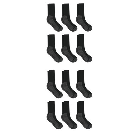 Hanes Work Men's Socks Pack, 12-Pack, Cushioned Moisture-Wicking Odor-Control Socks #AZW124