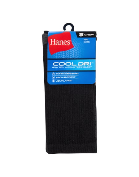 Hanes Cool DRI Men's Crew Socks with Ventilation, 3-Pairs Hanes Cool DRI Men's Crew Socks with Ventilation, 3-Pairs