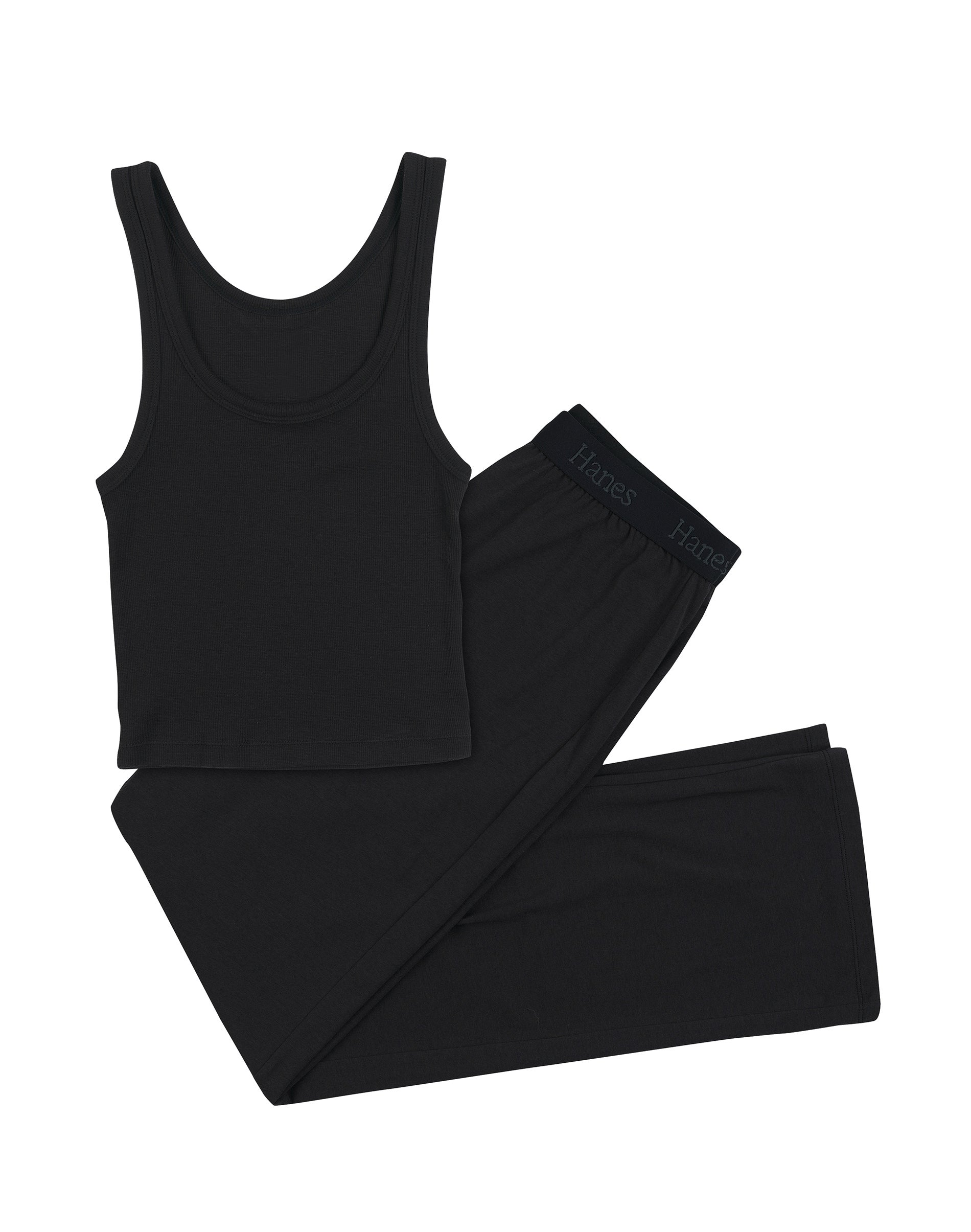 Hanes Comfywear Women's Loungewear Set, 2-Piece SuperSoft Rib Crop