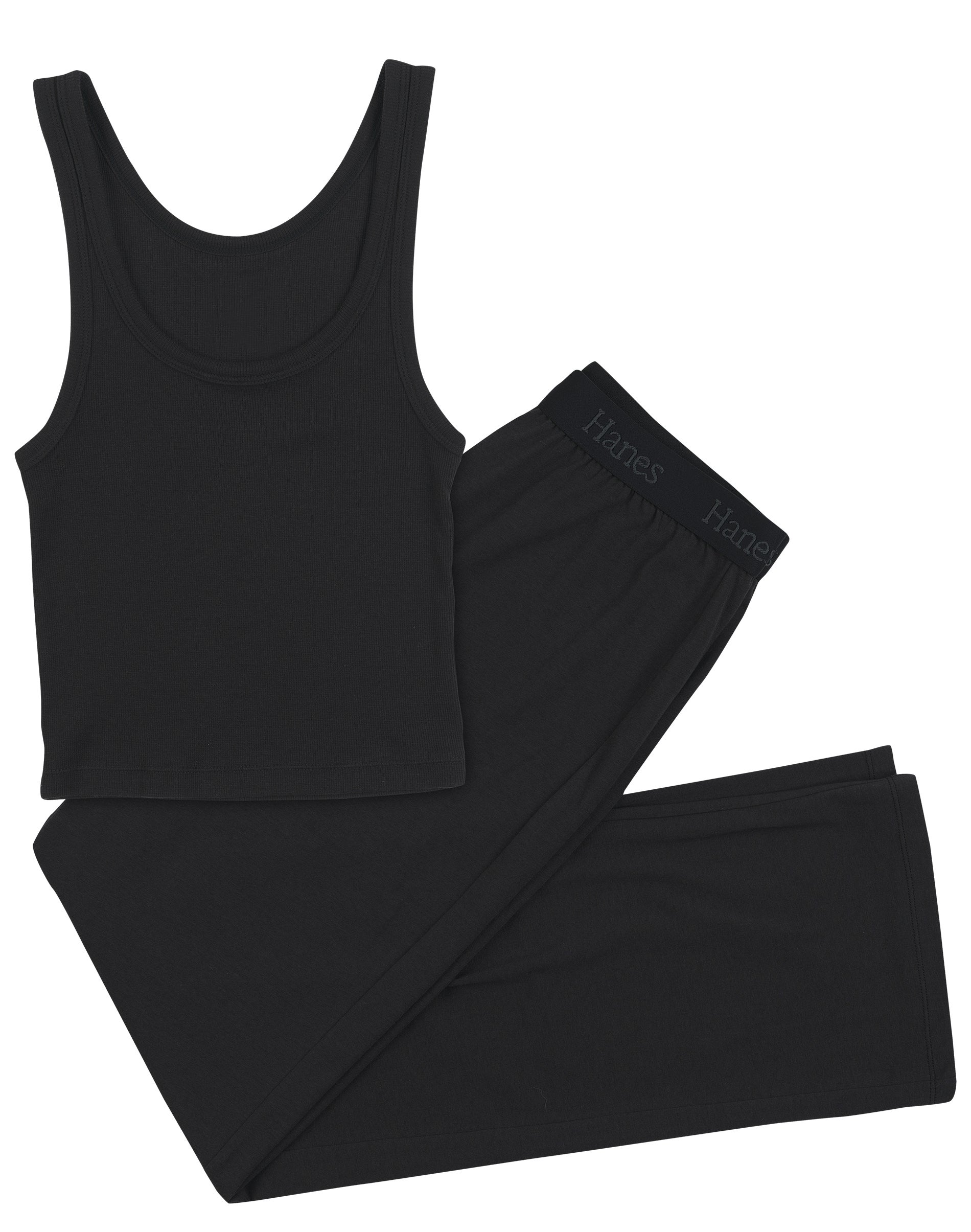 Hanes Comfywear Women's Loungewear Set, 2-Piece SuperSoft Rib Crop
