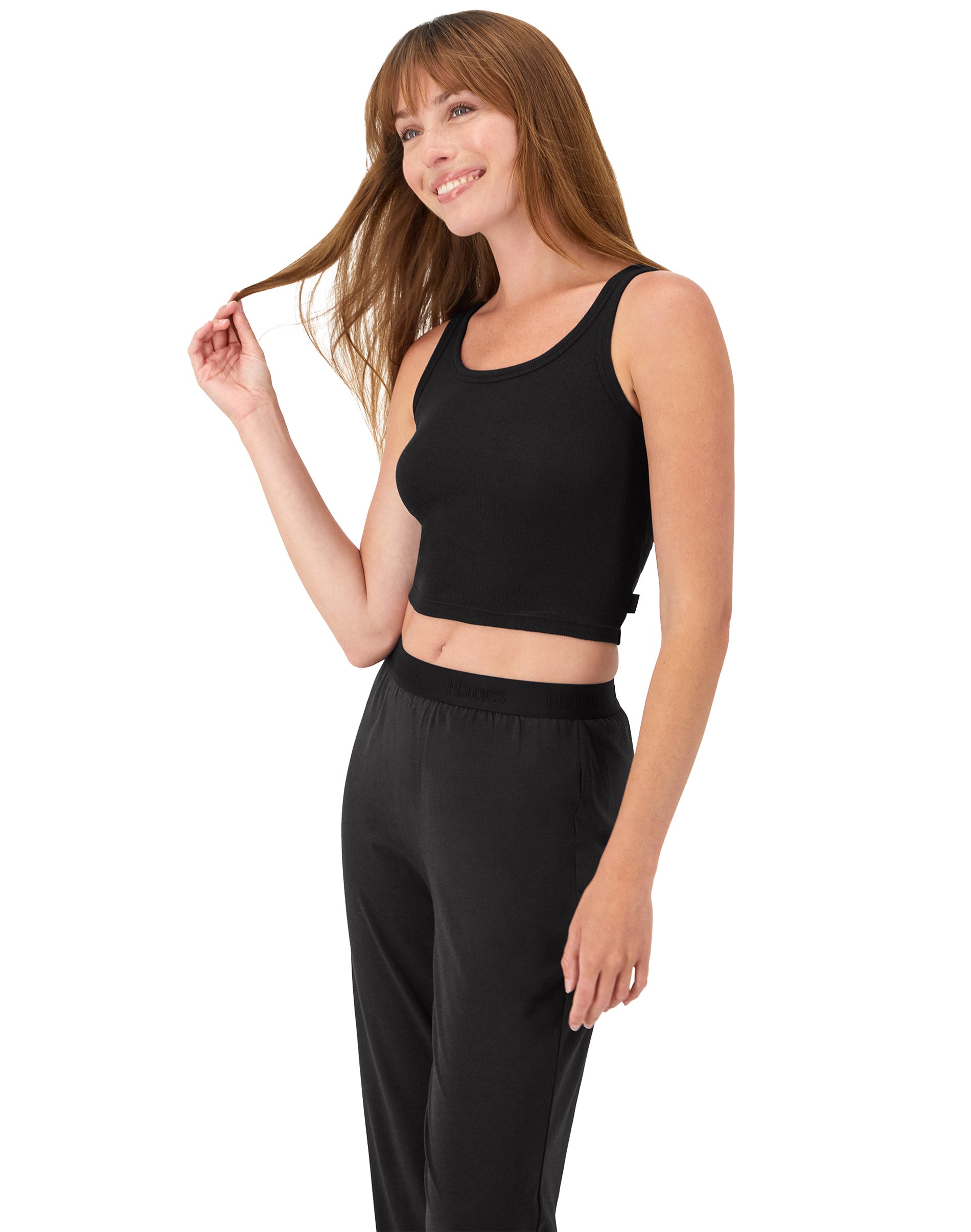 Hanes Comfywear Women's Loungewear Set, 2-Piece SuperSoft Rib Crop