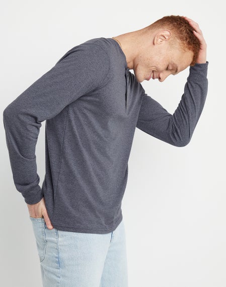 T-shirt Express Homme Col V – Manches Longues, Taille M, Gris, Occasion Très Bon état