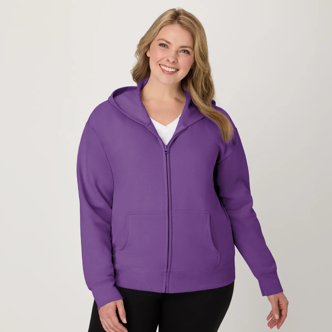 Women's purple clothing - Hanes violet EcoSmart Women's Full-Zip Fleece Hoodie