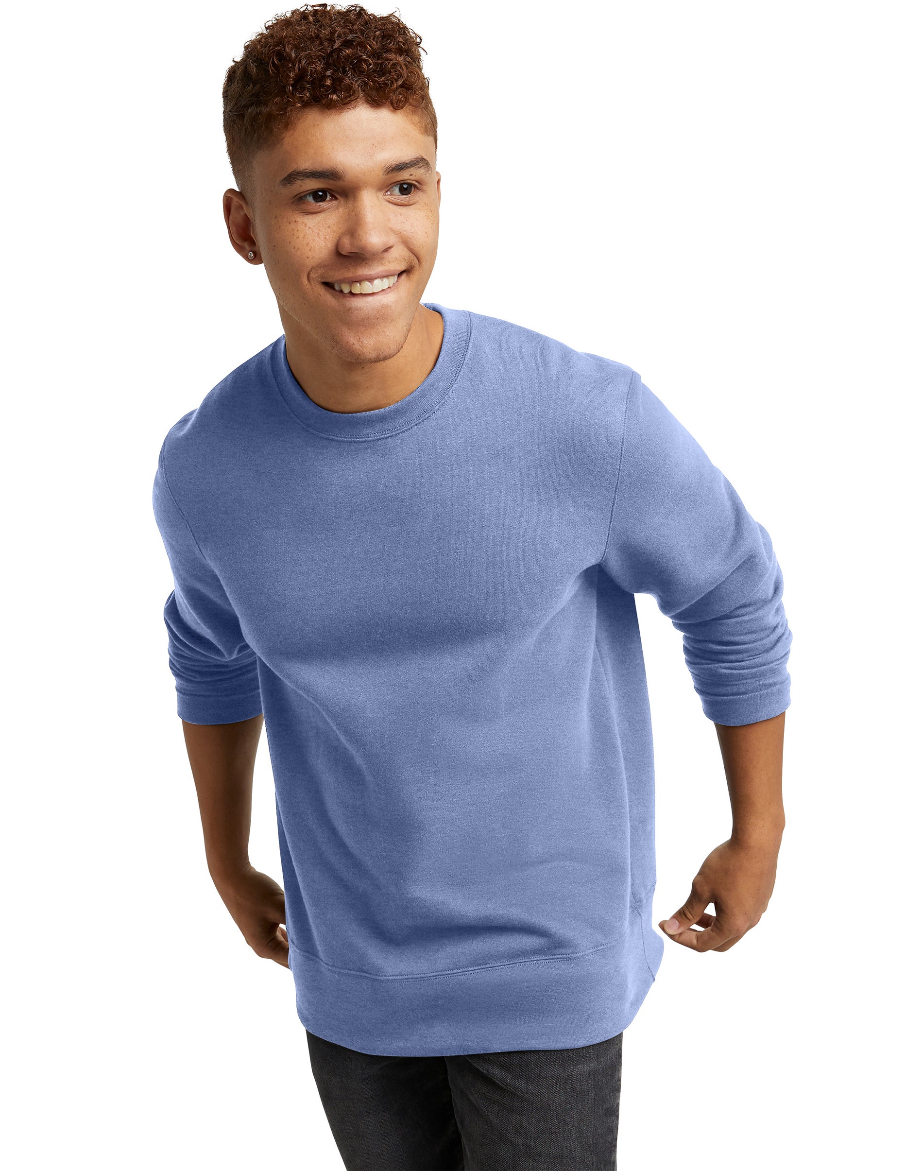Hanes Men's Pullover Sweatshirt - Medium-Weight Fleece, Recycled Polyester, Lay-Flat Collar