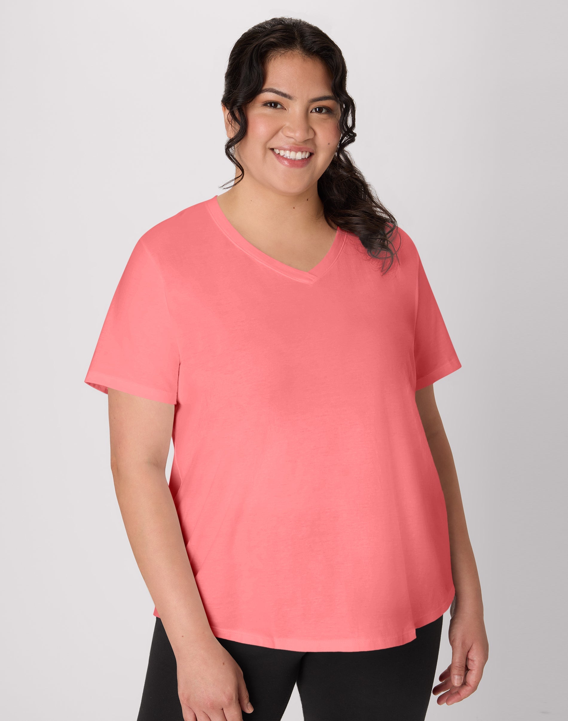 Hanes Just My Size Cotton Jersey Short Sleeve V-Neck T-Shirt (Plus