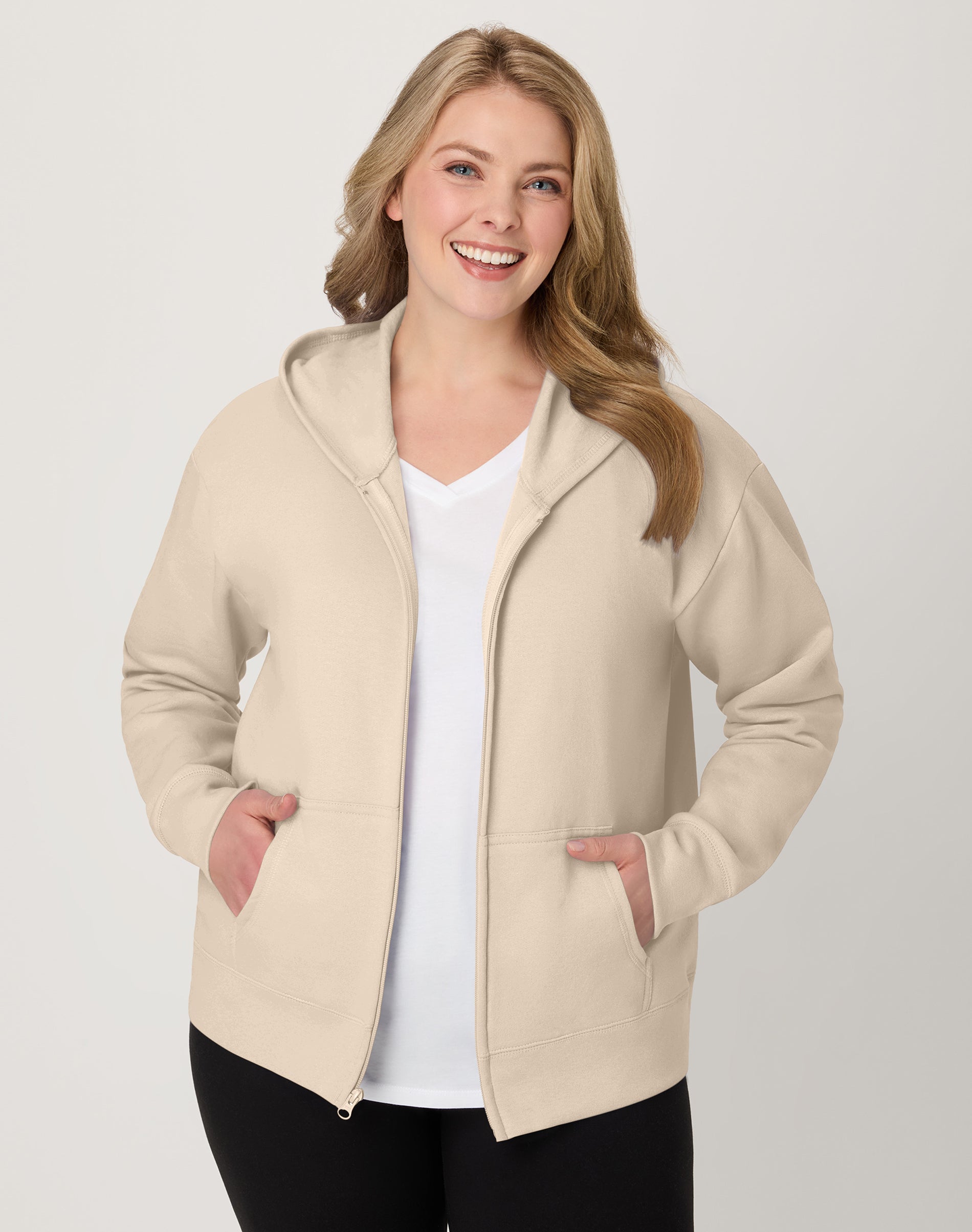 Hanes Just My Size EcoSmart Women's Full-Zip Fleece Hoodie (Plus Size)