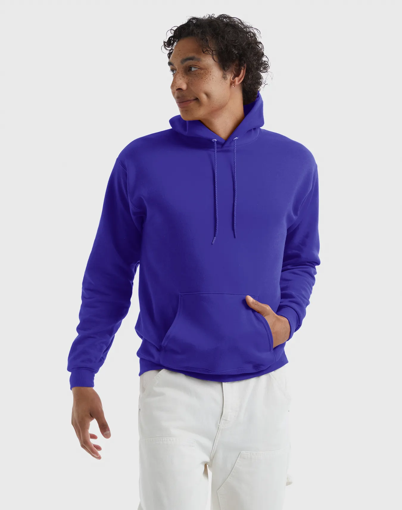 Men's purple clothing -Hanes EcoSmart purple Unisex Fleece Hoodie