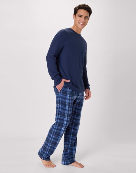 Pigiama Uomo Hanes Big In Cotone E Poliestere, Comfort E Praticità, Taglia XX-Large, Blu