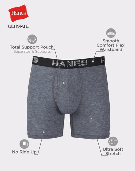 Hanes Ultimate Boxer Brief Uomo - Supporto Totale Con Tasca Anteriore - Morbido E Traspirante